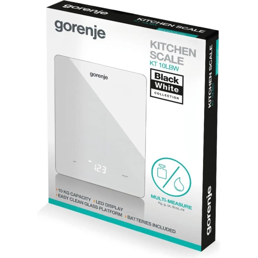 GORENJE KT10LBW - Báscula de cocina digital 3x AAA, blanca