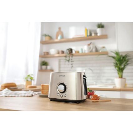 GORENJE T1000E - Tostadora de dos ranuras con rejilla calentadora 1000W/230V acero inoxidable