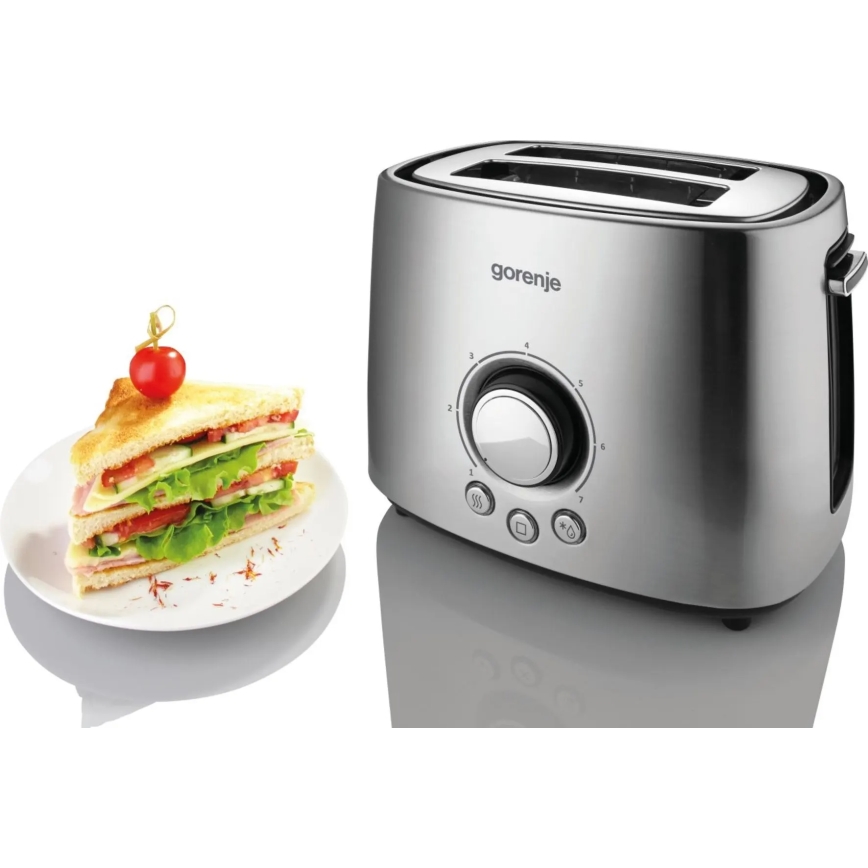 GORENJE T1000E - Tostadora de dos ranuras con rejilla calentadora 1000W/230V acero inoxidable