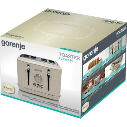 GORENJE T2300CLIN - Tostadora de cuatro ranuras 1150W/230V beige