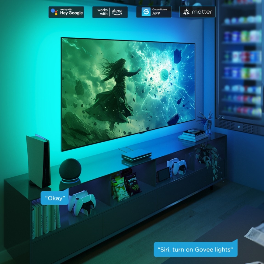 Govee - AI Sync Box 2 para Smart TV RGBICW retroiluminación para TV de 55-65 Wi-Fi