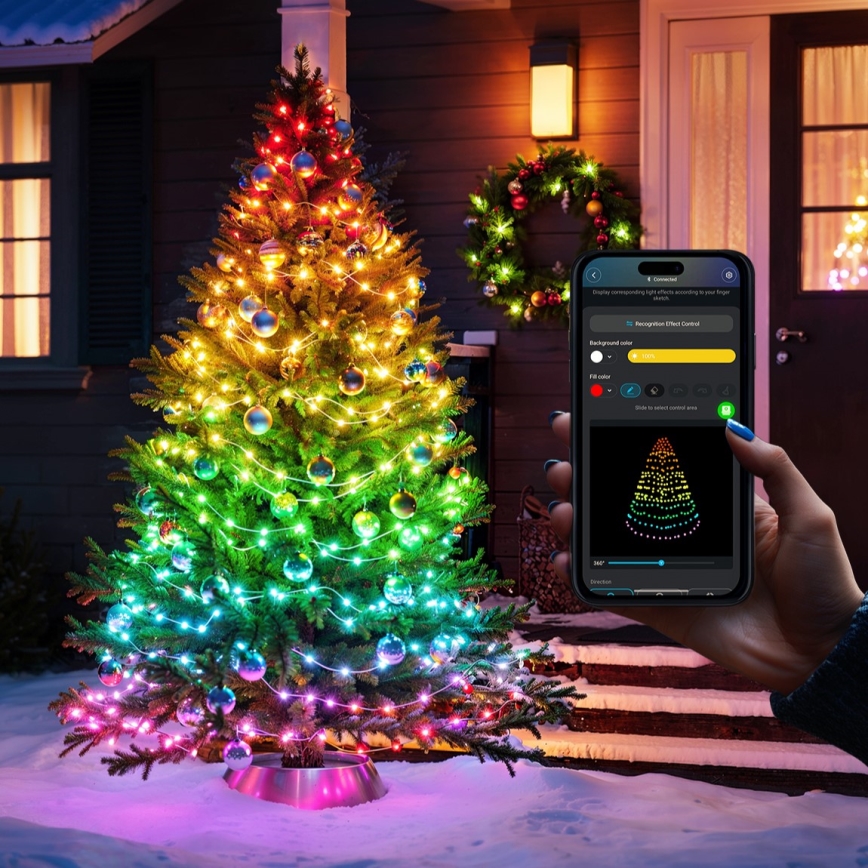 Govee - Cadena LED RGBICW de Navidad para exteriores 2700-6500K 20m Wi-Fi Matter IP66