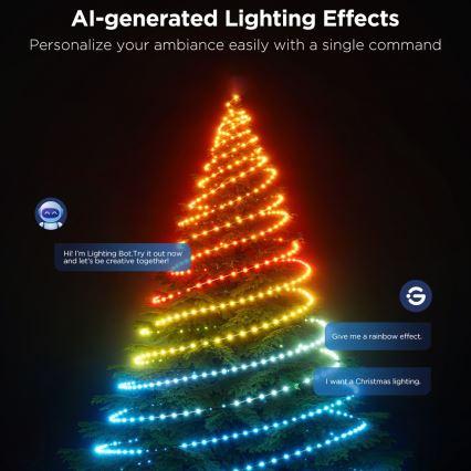 Govee - Cadena LED RGBICW de Navidad para exteriores 2700-6500K 20m Wi-Fi Matter IP66
