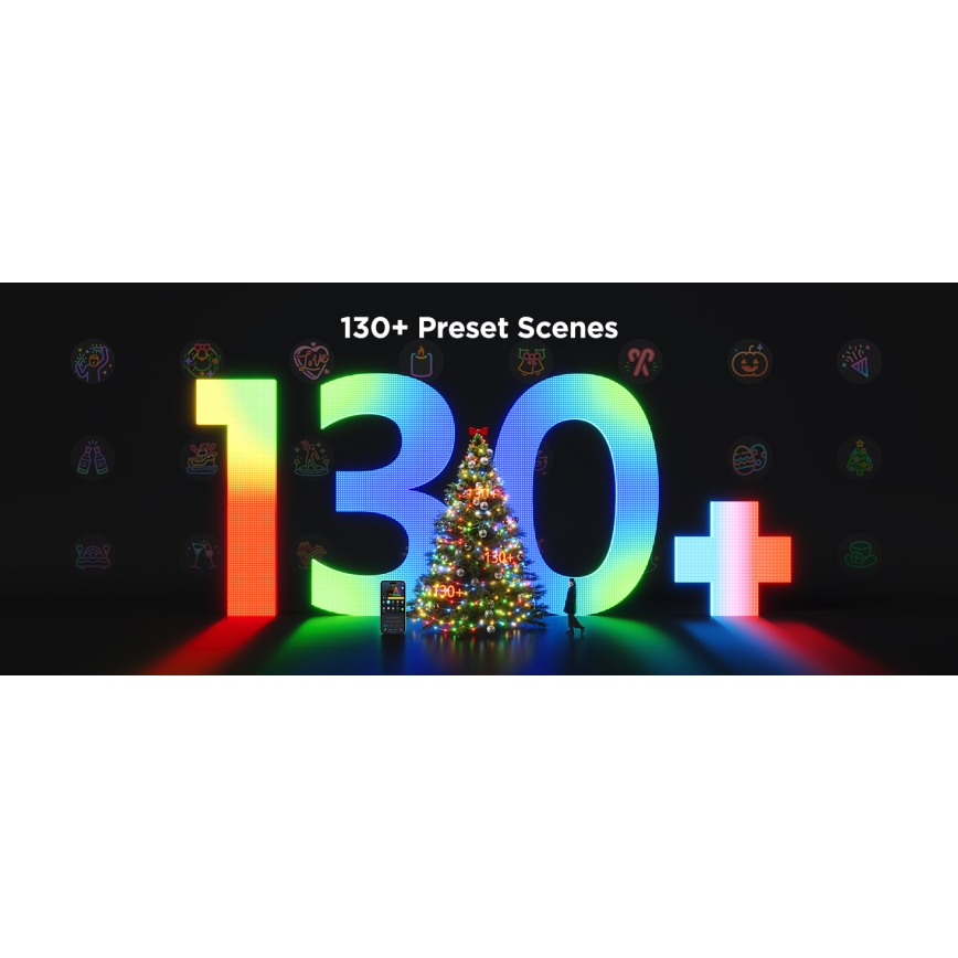 Govee - Cadena LED RGBICW de Navidad para exteriores 2700-6500K 20m Wi-Fi Matter IP66
