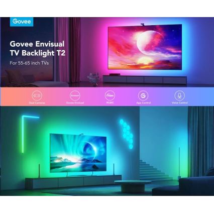 Govee - DreamView T2 DUAL TV 55-65 SMART LED retroiluminación RGBIC Wi-Fi + control remoto