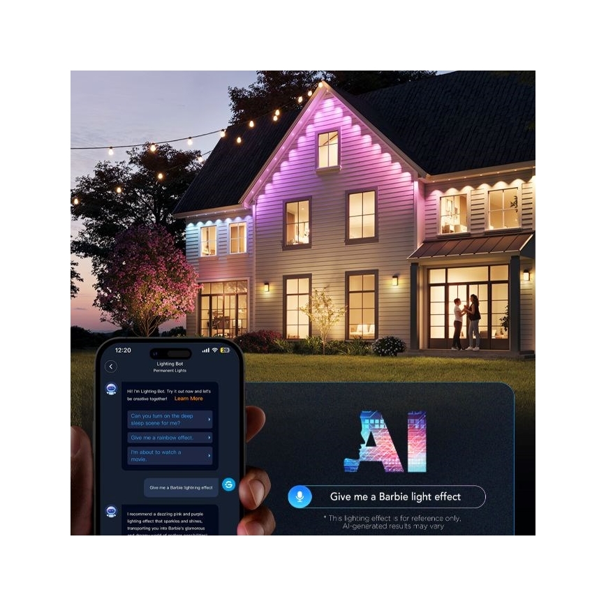 Govee - Guirnalda de focos LED RGBIC 30 m Wi-Fi Matter IP67