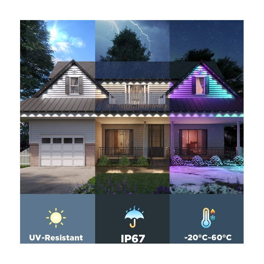 Govee - Guirnalda de focos LED RGBIC 30 m Wi-Fi Matter IP67