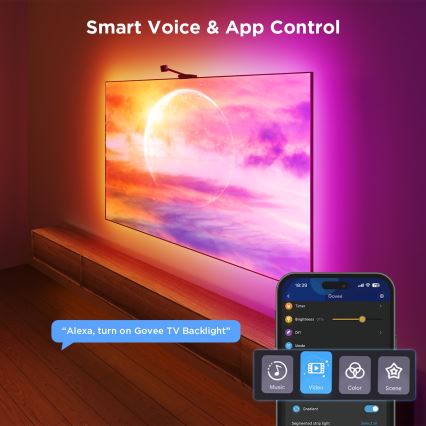 Govee - Iluminación trasera 3S Netflix TV 55-65 Iluminación LED SMART RGBICW Wi-Fi + control remoto