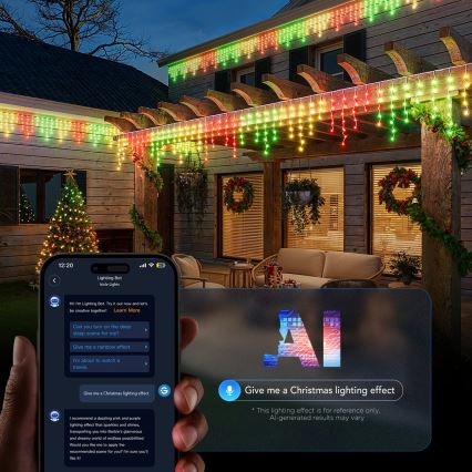 Govee - LED RGBIC Cadena de carámbanos para exterior 10m Wi-Fi Matter IP65