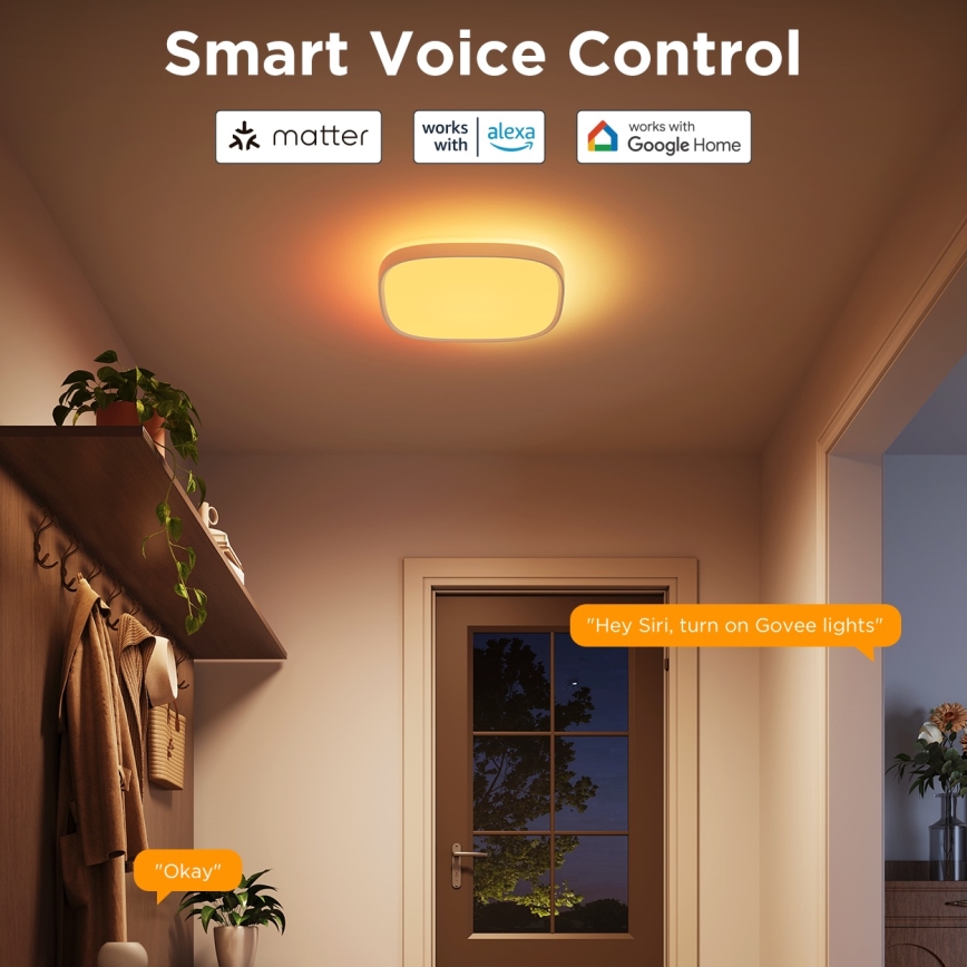 Govee - LED RGBIC Plafón regulable LED/24W/230V 2700-6500K Wi-Fi 30x30 cm