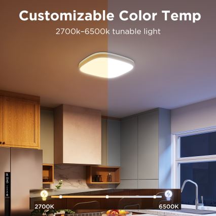 Govee - LED RGBIC Plafón regulable LED/24W/230V 2700-6500K Wi-Fi 30x30 cm