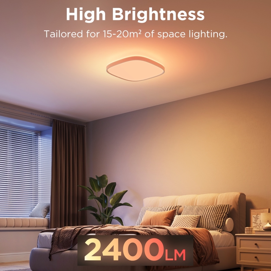 Govee - LED RGBIC Plafón regulable LED/24W/230V 2700-6500K Wi-Fi 30x30 cm