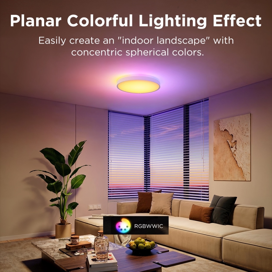Govee - LED RGBIC Plafón regulable LED/49W/230V 2700-6500K Wi-Fi d. 38 cm