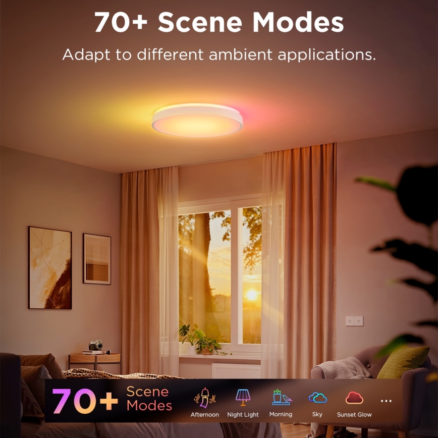 Govee - LED RGBIC Plafón regulable LED/49W/230V 2700-6500K Wi-Fi d. 38 cm
