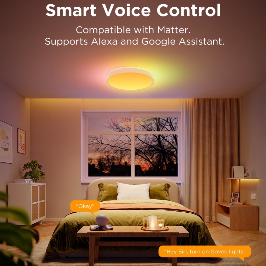 Govee - LED RGBIC Plafón regulable LED/49W/230V 2700-6500K Wi-Fi d. 38 cm