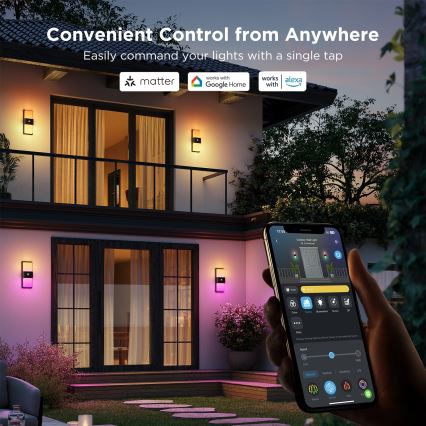 Govee - LED RGBIC Aplique de pared exterior regulable con sensor MATTER LED/230V IP65 2700-6500K Wi-Fi