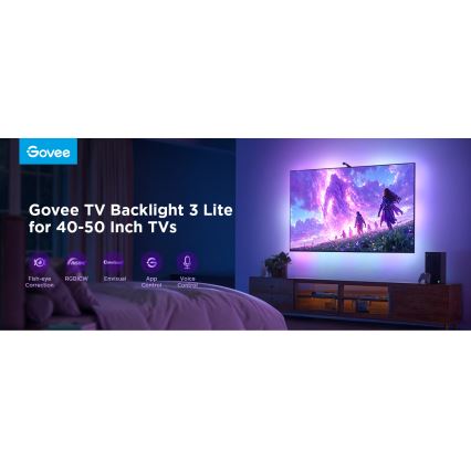 Govee - Luz de fondo para TV 3 Lite TV de 40-50 SMART LED RGBICW Wi-Fi IP67 + control remoto
