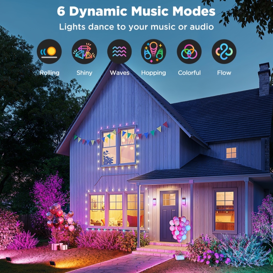 Govee - Set de 4 reflectores LED RGBICWW regulables LED/24W/230V IP66 acabado mate Wi‑Fi