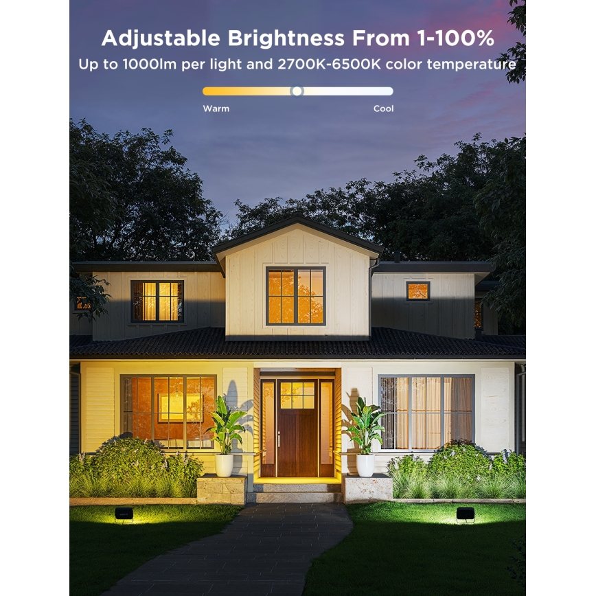 Govee - Set de 4 reflectores LED RGBICWW regulables LED/24W/230V IP66 acabado mate Wi‑Fi