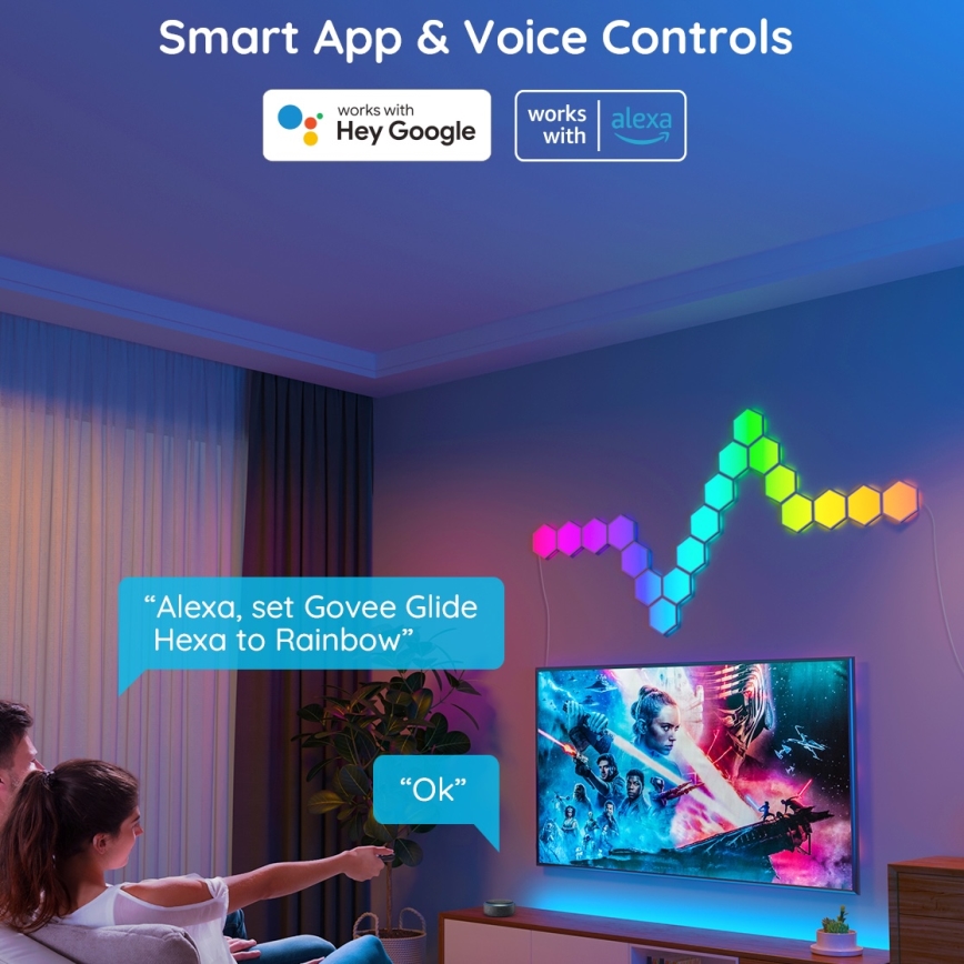 Govee - SET DE 10 paneles LED RGB regulables LED/36W/230V Wi-Fi