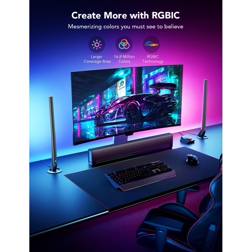 Govee - Paneles LED Gaming WiFi inteligentes + Controlador Smart Dual blanco Wi‑Fi