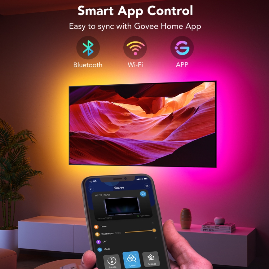 Govee - Retroiluminación LED SMART RGBIC para TV de 55-65 con Wi-Fi