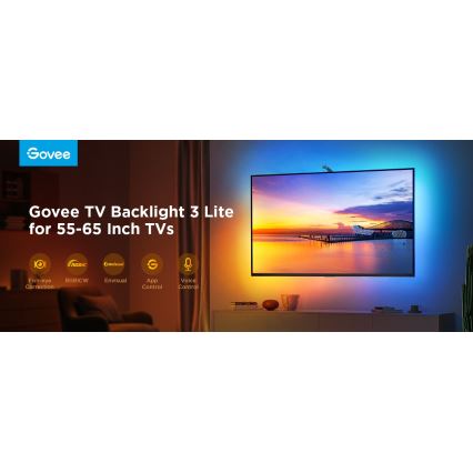 Govee - Retroiluminación para TV 3 Lite TV 55-65» SMART Retroiluminación LED RGBICW Wi-Fi IP67 + control remoto