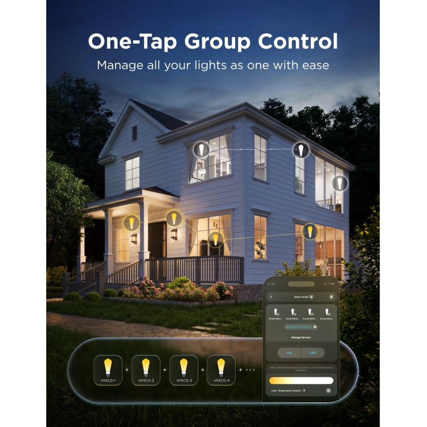 Govee - Pack de 2 bombillas LED RGBWW regulables Smart MATTER ST64 E27/5W/230V 2700-6500K Wi-Fi