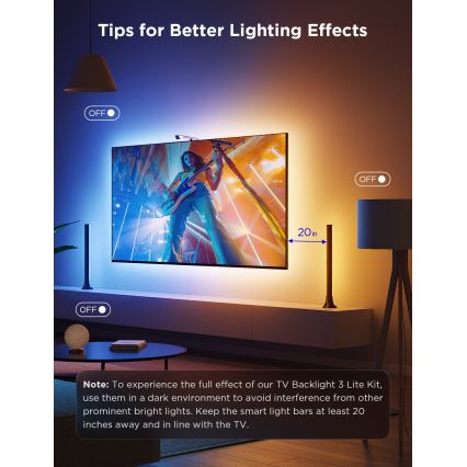 Govee - SET 2x Iluminación trasera TV 55-65 Iluminación LED SMART RGBICW Wi-Fi