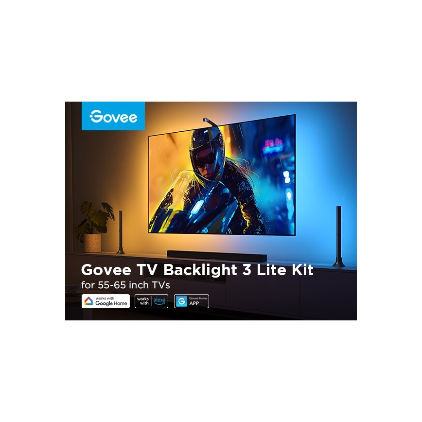 Govee - SET 2x Iluminación trasera TV 55-65 Iluminación LED SMART RGBICW Wi-Fi