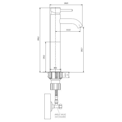 Grifo para lavabo DRAGOR de 29 cm en latón cepillado