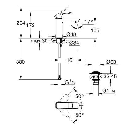 GROHE 1018332430 - Grifo de lavabo DICE M negro