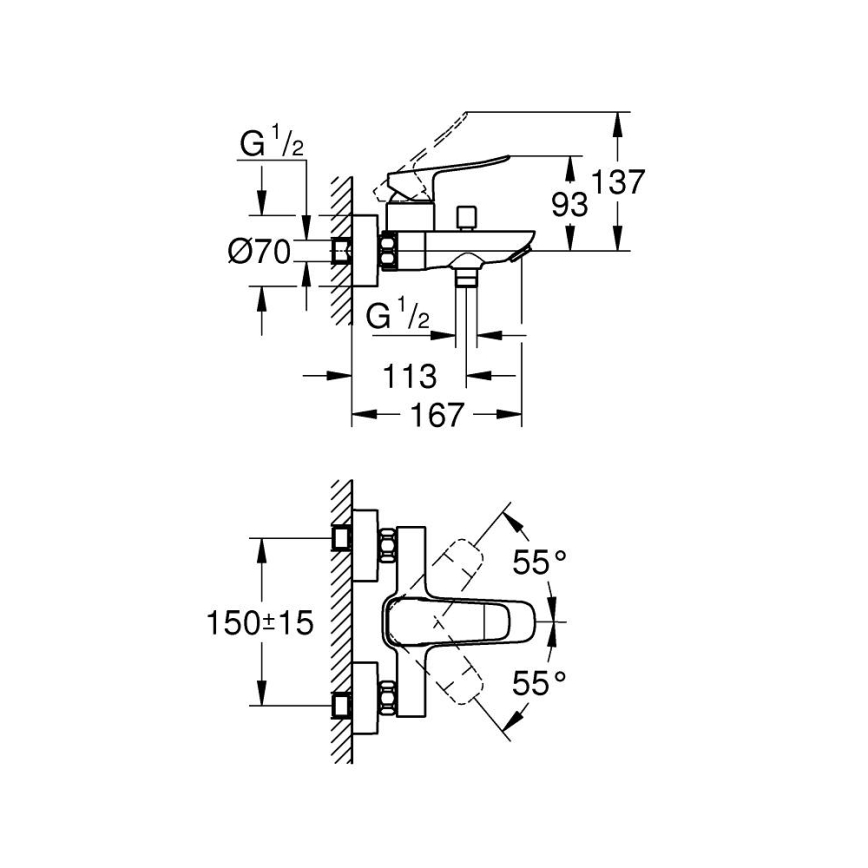 GROHE 1018720000 - Grifo de bañera DICE cromo brillante
