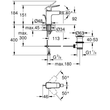 GROHE 1018772430 - Grifo de bidé DICE negro