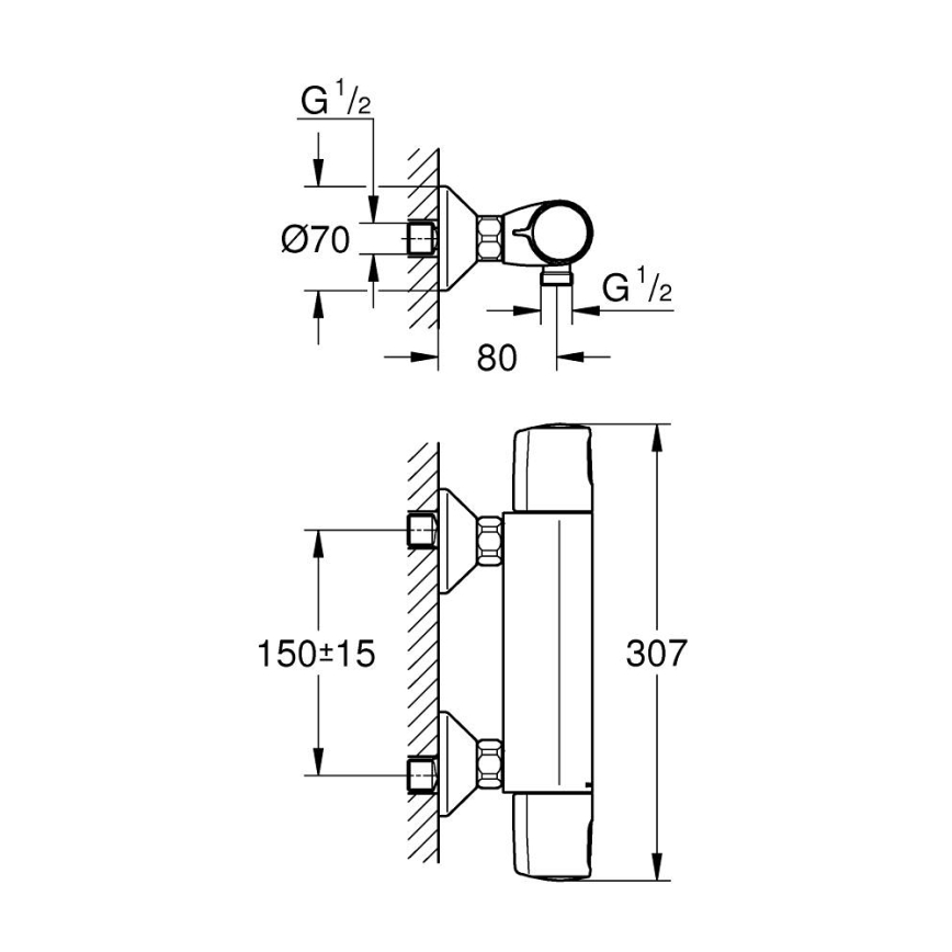 GROHE 1022172432 - Mezclador termostático de ducha PRECISION TREND negro