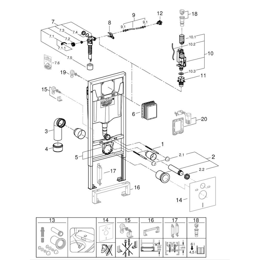 GROHE 103847SH00 - Kit 5 en 1 SOLIDO 1,13 m blanco duradero