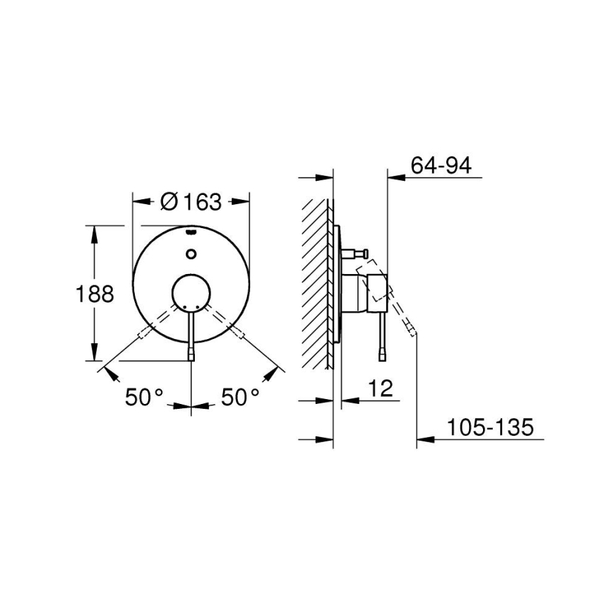 GROHE 19285001 - Grifo de bañera para instalación empotrada ESSENCE, cromo brillante