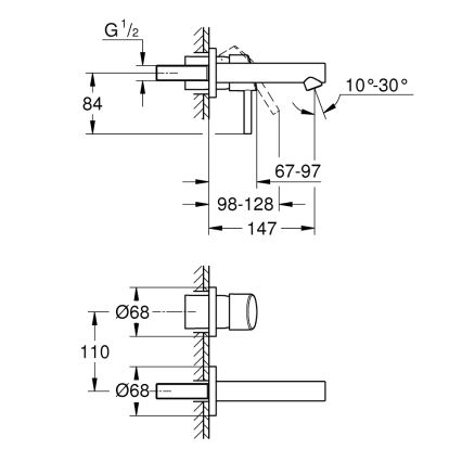 GROHE 19575001 - Grifo de lavabo de dos orificios CONCETTO 147 mm cromo brillante