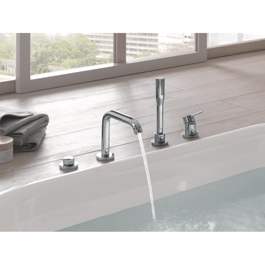 GROHE 19578001 - Conjunto monomando para bañera de 4 orificios ESSENCE 197 mm cromo brillante