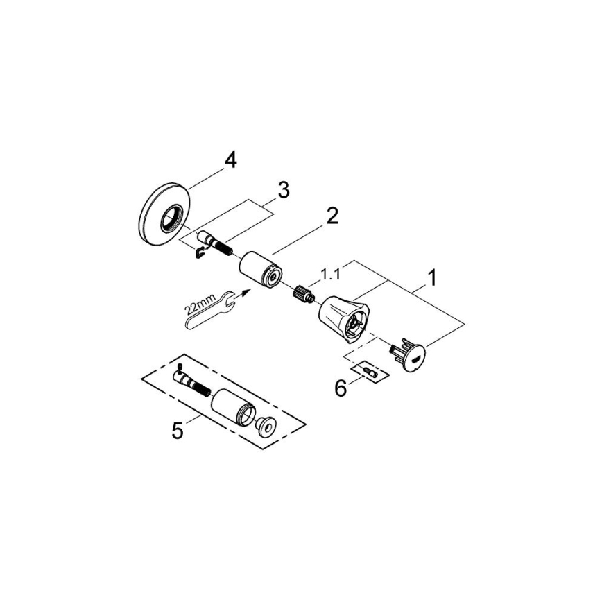 GROHE 19855001 - Pieza superior para válvula empotrada COSTA L 10-35 mm, acabado cromado brillante