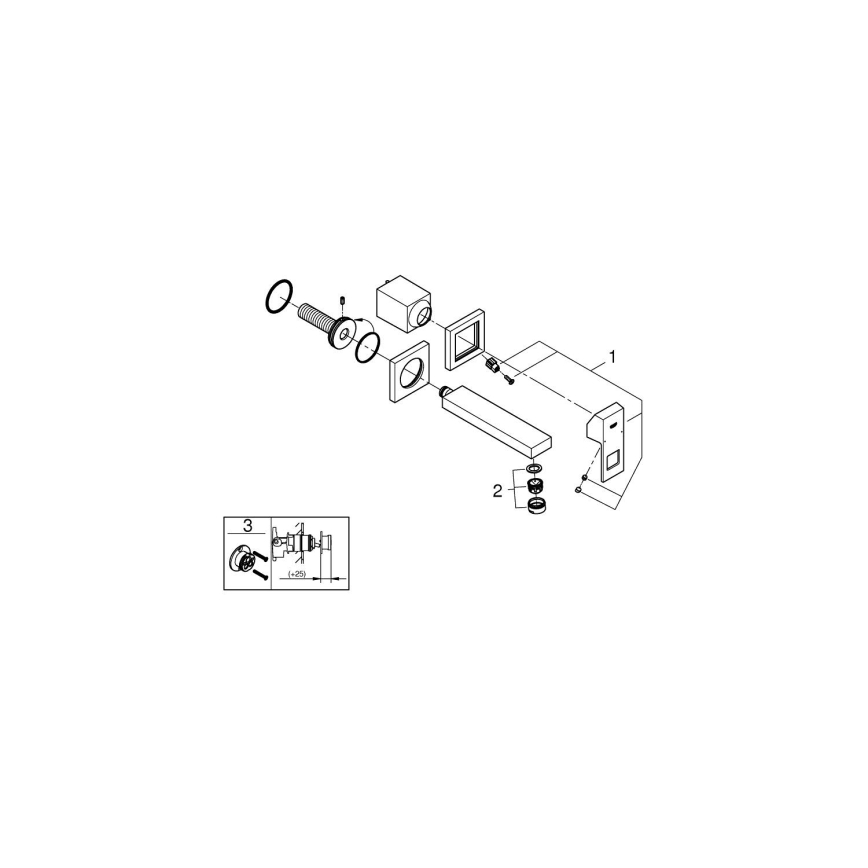 GROHE 19895000 - Grifo de lavabo para 2 orificios EUROCUBE 171 mm cromo brillante