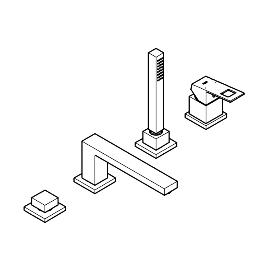 GROHE 19897001 - Grifo de bañera de cuatro orificios EUROCUBE, acabado en cromo brillante