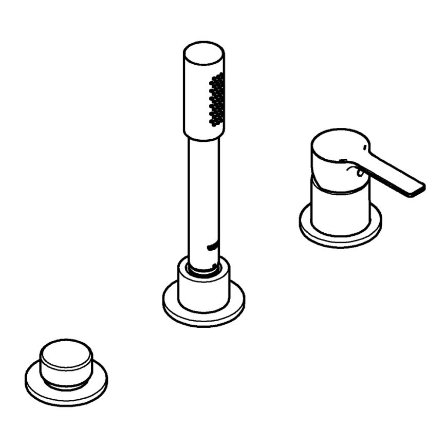 GROHE 19965001 - Batería para bañera de 3 orificios LINEARE, cromo brillante