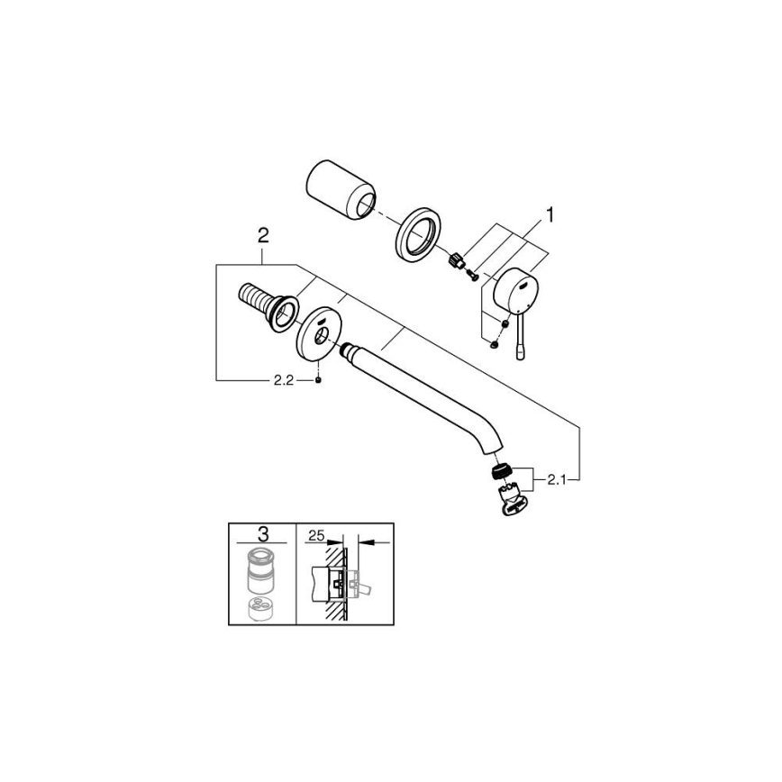GROHE 19967GL1 - Grifo de lavabo ESSENCE 230 mm para instalación de dos orificios, dorado