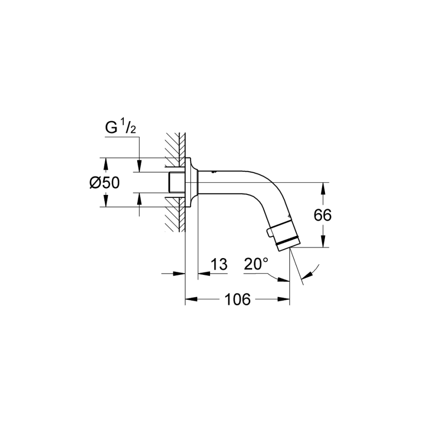 GROHE 20205000 - Válvula mural UNIVERSAL de 106 mm, acabado en cromo brillante