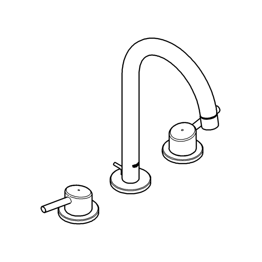 GROHE 20216001 - Grifo de lavabo de tres orificios CONCETTO DN 15, tamaño L, acabado cromado