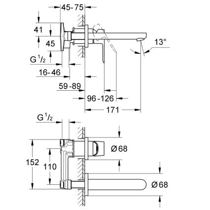GROHE 20289000 - Grifo para lavabo de dos orificios BAULOOP 110 mm cromo brillante