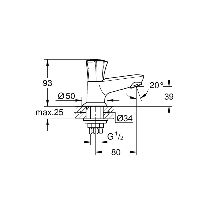 GROHE 20404001 - Válvula de pie COSTA L DN 15 cromado brillante