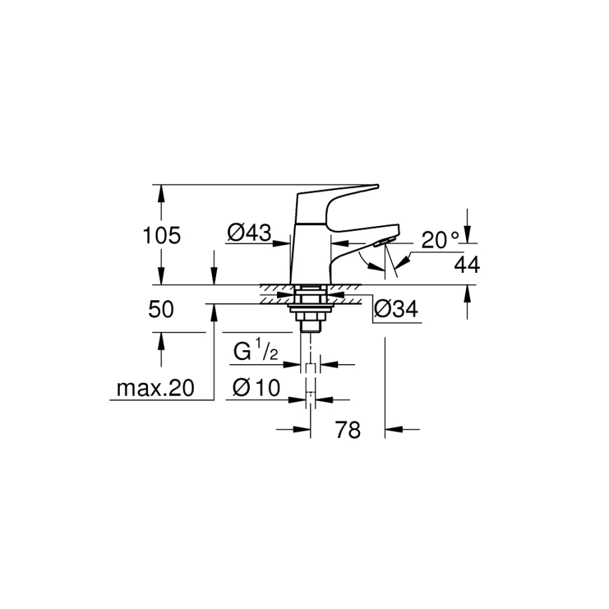 GROHE 20577000 - Válvula monomando START FLOW DN 15, cromo brillante