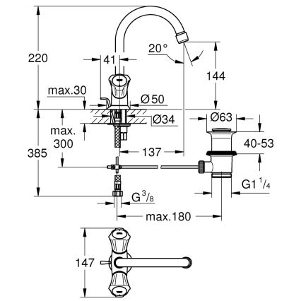 GROHE 21375001 - Grifo monomando para lavabo COSTA L, cromo brillante